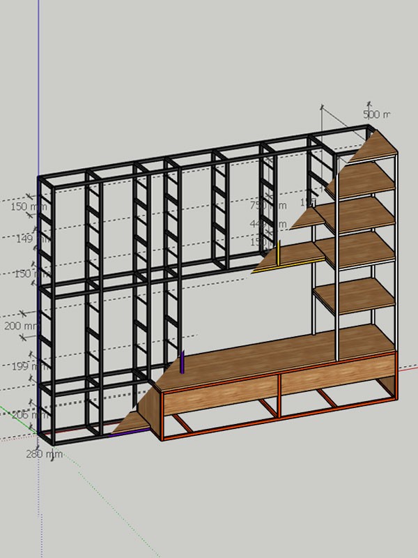 Planung Industrial Ladeneinrichtung: Verkaufsregal nach Maß aus Stahl und Massivholz (B2B)