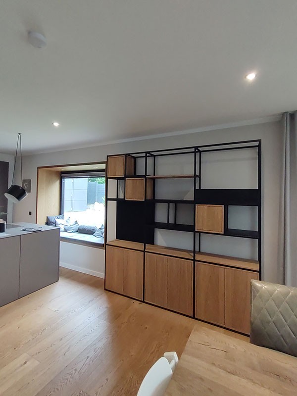 Raumteiler Regal nach Mass Industriedesign Holz und Metall 2