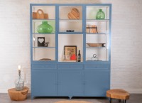 Vintage Apothekerschrank Vitrine Verglast mit 3 plus 3 Türen und 3 Schubladen