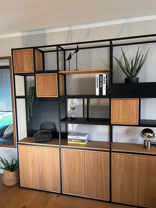 Raumteiler Regal nach Mass Industriedesign Holz und Metall 3